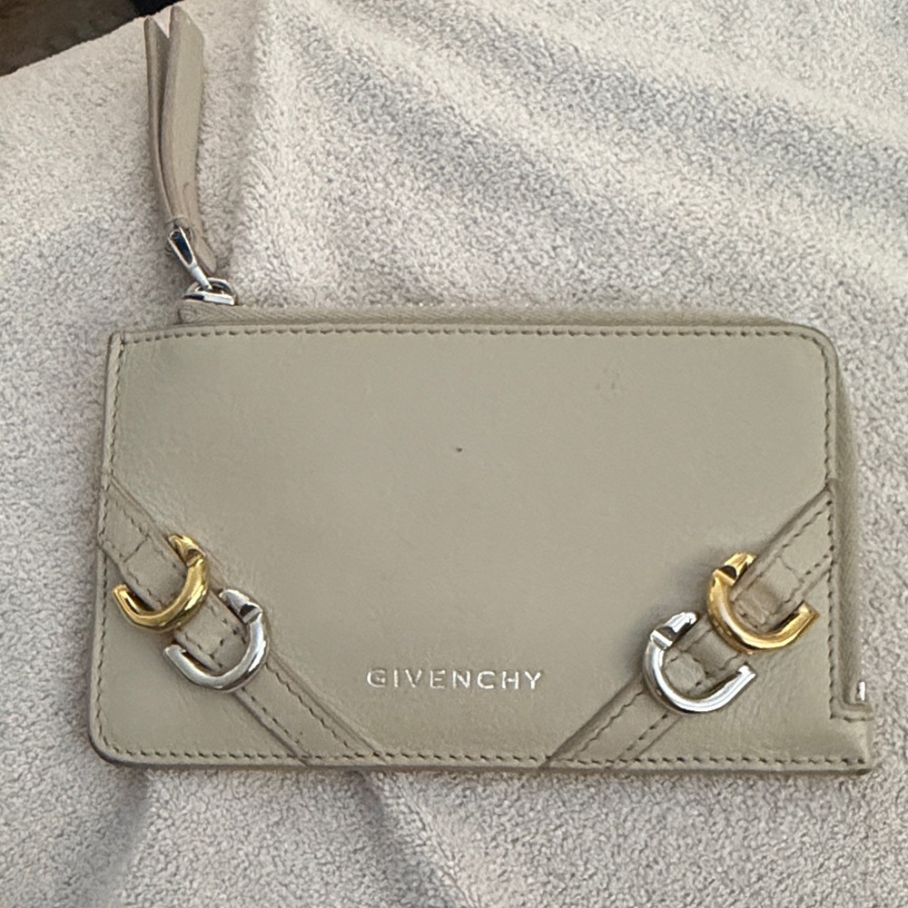 Givenchy Beige Wristlet with Gold and Silver Accents